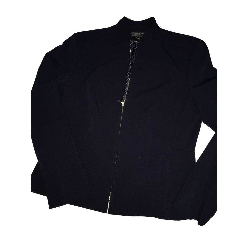 Worthington Works, Stretch Separates, Navy Blue Zip Fitted Jacket size 10